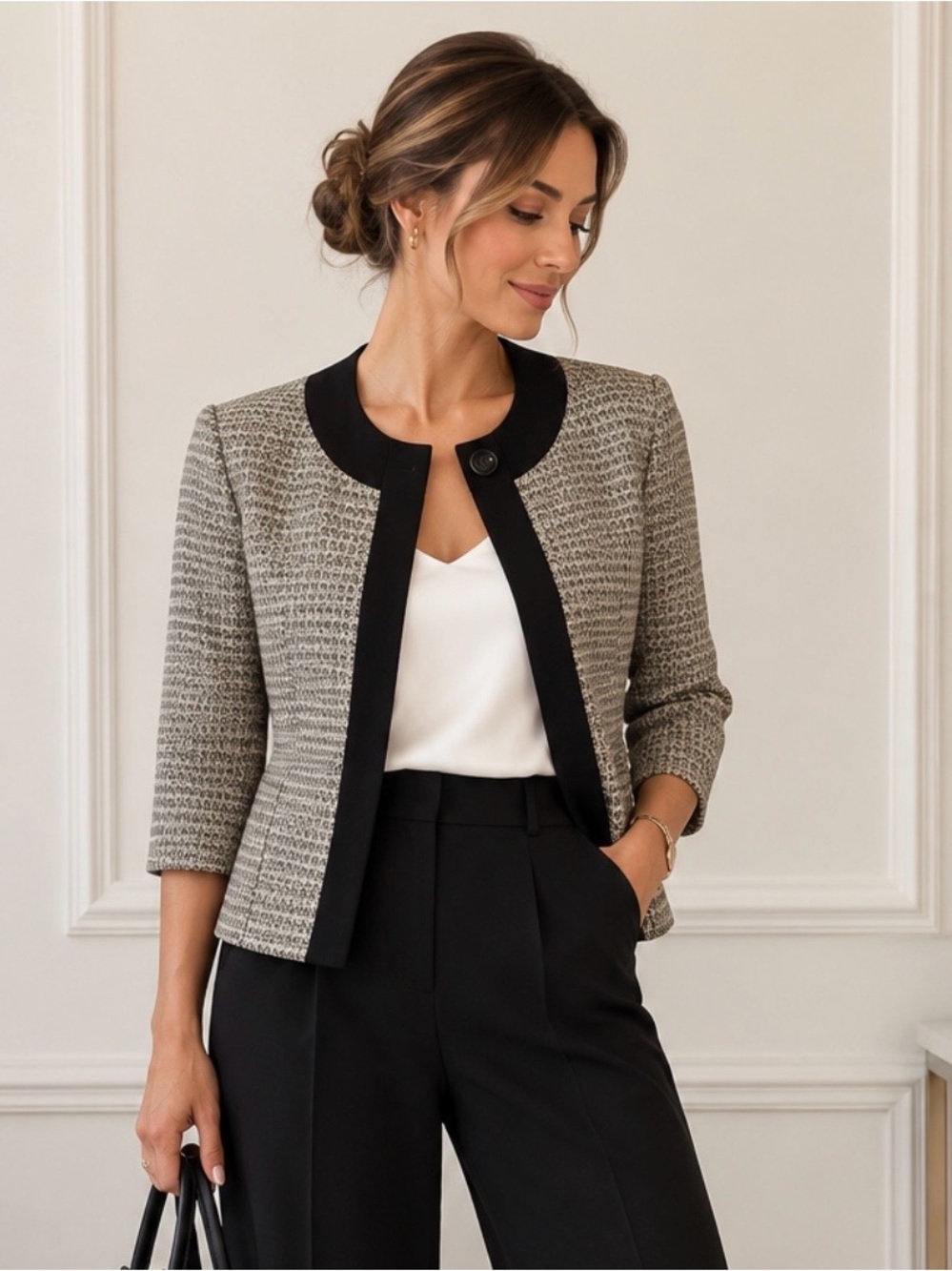 Kasper Separates Blazer Jacket Size 12 – Gray & Black Classic Elegant